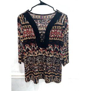 woman's Judith plus size top tunic blouse 2X short sleeve ring neckline